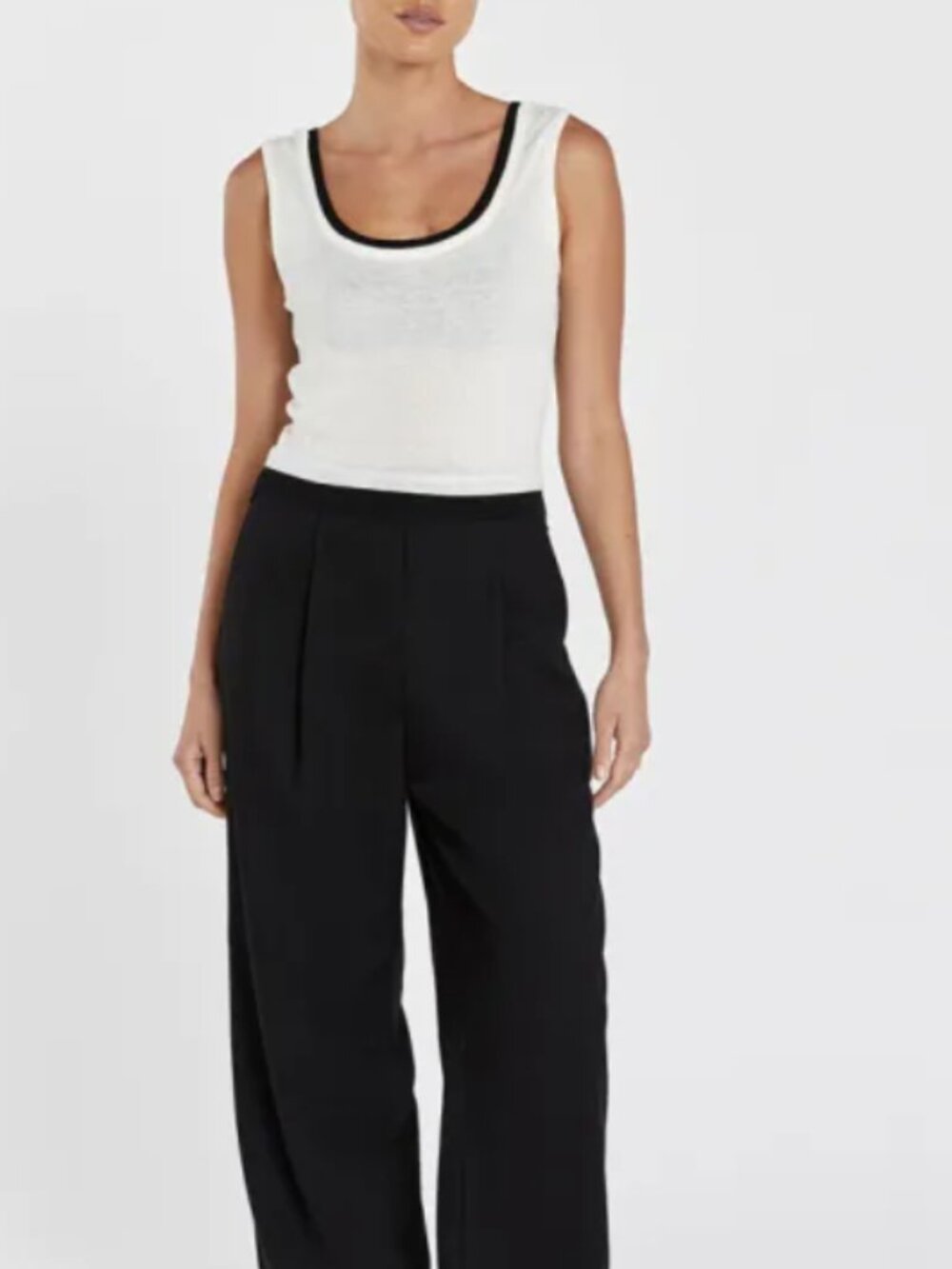DISSH NOEL OFF WHITE CONTRAST KNIT TANK TOP
